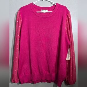 Pink Sweater with Patterned Sleeves
